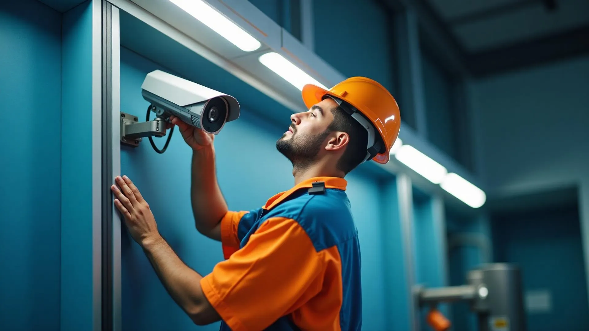 Expert en sécurité HD Connect installant un système de vidéosurveillance et d'alarme intelligente pour une protection professionnelle 2025-2026